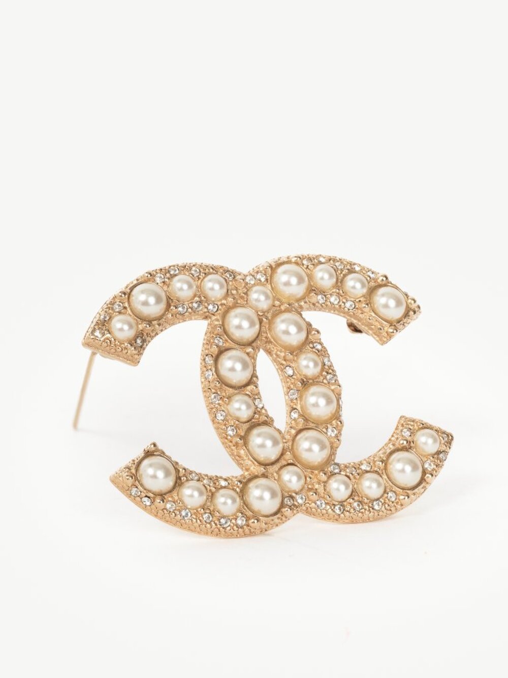 Chanel F19 Gold-Tone Faux-Pearl & Crystal-Embellished Brooch